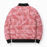 Tahiti Tarona Tiare Floral Bomber Puffer Jacket Monstera Palm Tropical Leaves - Polynesian Pride