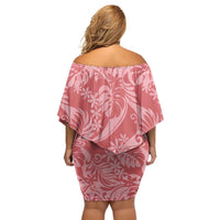 Tahiti Tarona Tiare Floral Family Matching Off Shoulder Short Dress and Hawaiian Shirt Monstera Palm Tropical Leaves - Polynesian Pride