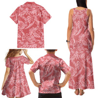 Tahiti Tarona Tiare Floral Family Matching Tank Maxi Dress and Hawaiian Shirt Monstera Palm Tropical Leaves LT01 - Polynesian Pride