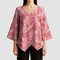 Tahiti Tarona Tiare Floral Kimono Sleeve Blouse Monstera Palm Tropical Leaves - Polynesian Pride