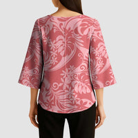 Tahiti Tarona Tiare Floral Kimono Sleeve Blouse Monstera Palm Tropical Leaves - Polynesian Pride