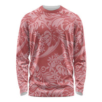 Tahiti Tarona Tiare Floral Long Sleeve Shirt Monstera Palm Tropical Leaves - Polynesian Pride