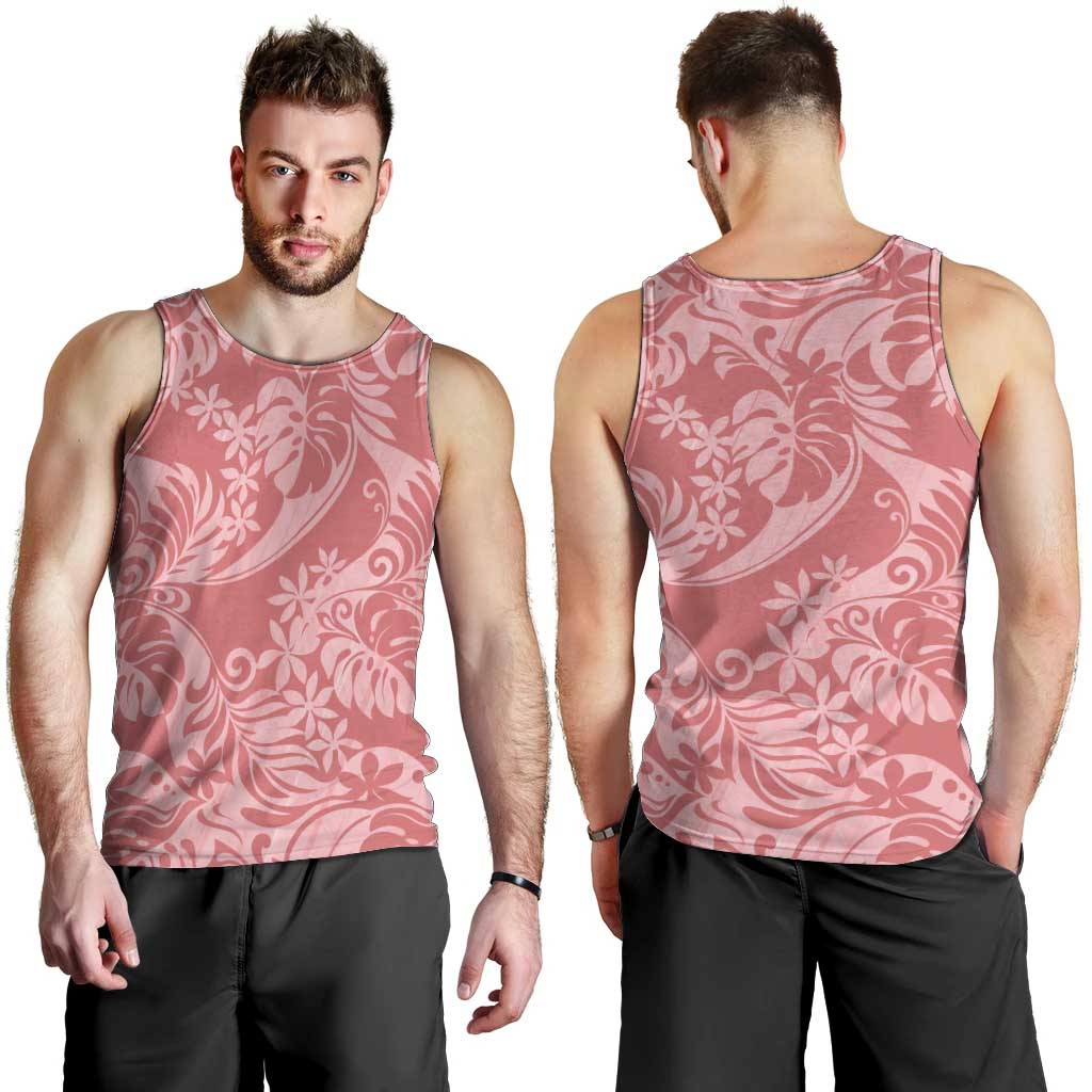 Tahiti Tarona Tiare Floral Men Tank Top Monstera Palm Tropical Leaves - Polynesian Pride