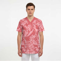 Tahiti Tarona Tiare Floral Scrub Top Monstera Palm Tropical Leaves - Polynesian Pride