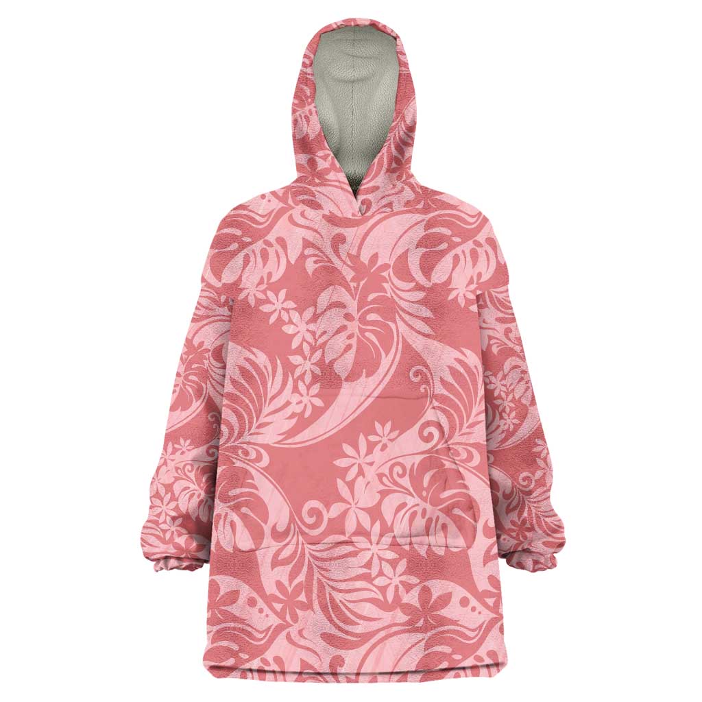 Tahiti Tarona Tiare Floral Wearable Blanket Hoodie Monstera Palm Tropical Leaves - Polynesian Pride