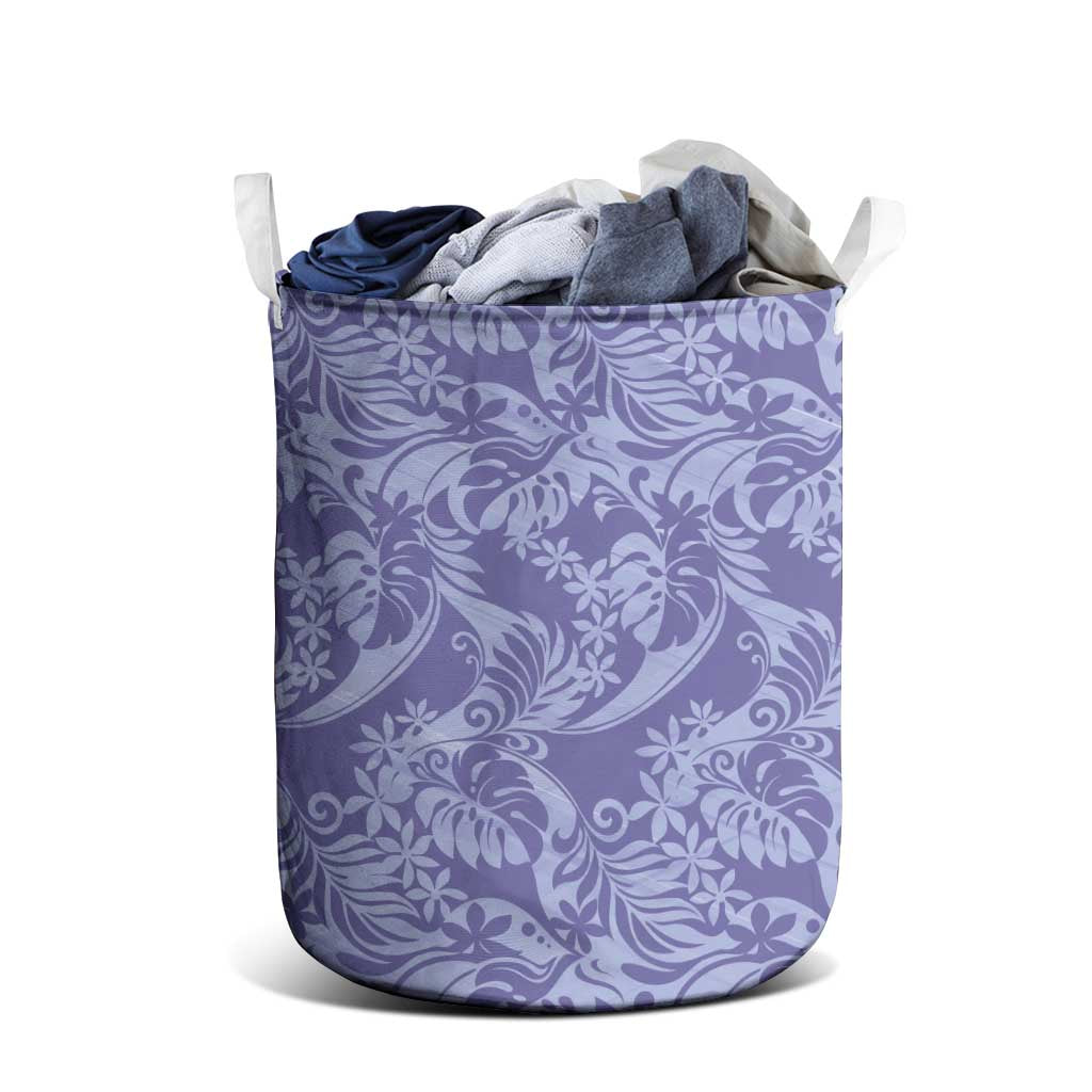 Tahiti Vareau Tiare Floral Laundry Basket Monstera Palm Tropical Leaves - Polynesian Pride