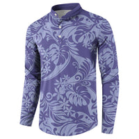 Tahiti Vareau Tiare Floral Button Sweatshirt Monstera Palm Tropical Leaves - Polynesian Pride