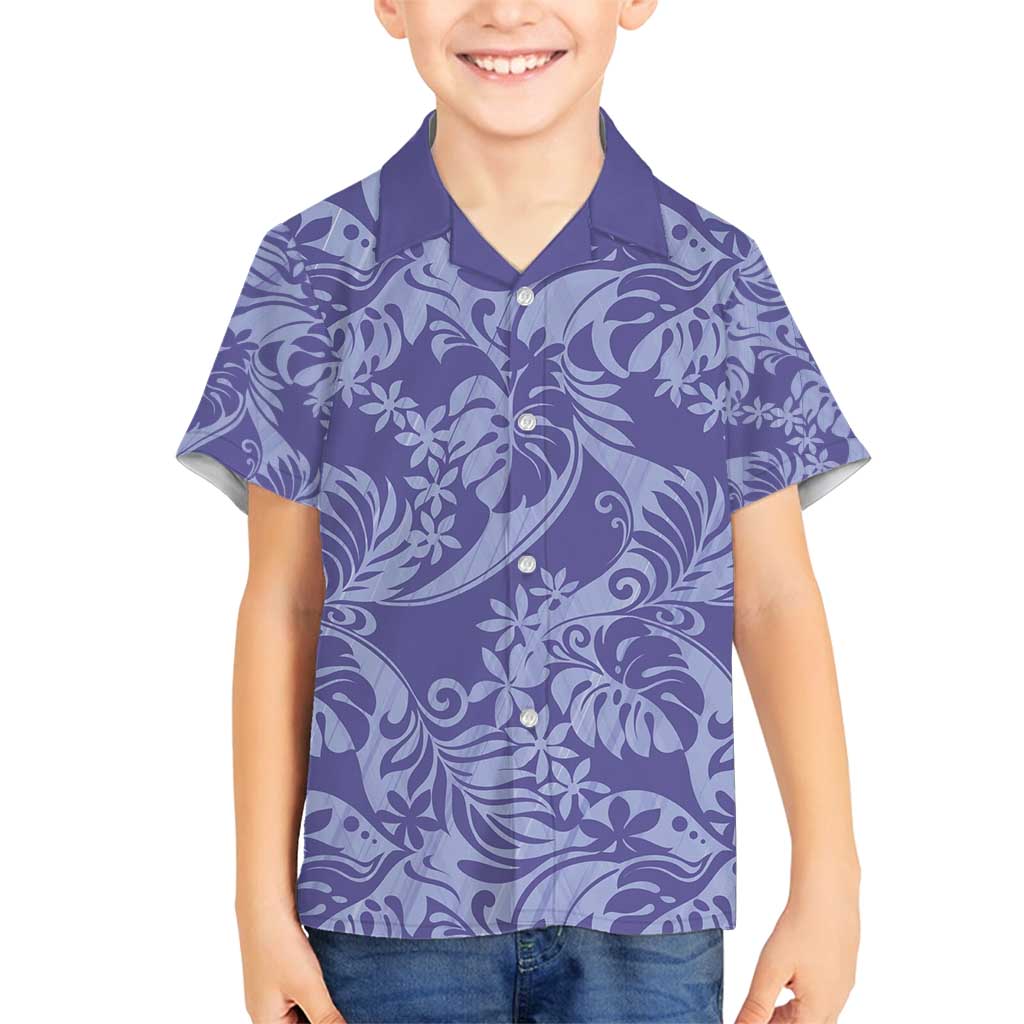 Tahiti Vareau Tiare Floral Family Matching Long Sleeve Bodycon Dress and Hawaiian Shirt Monstera Palm Tropical Leaves - Polynesian Pride