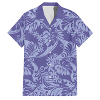 Tahiti Vareau Tiare Floral Family Matching Mermaid Dress and Hawaiian Shirt Monstera Palm Tropical Leaves LT01 Dad's Shirt - Short Sleeve Purple - Polynesian Pride
