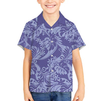 Tahiti Vareau Tiare Floral Family Matching Off The Shoulder Long Sleeve Dress and Hawaiian Shirt Monstera Palm Tropical Leaves - Polynesian Pride