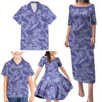 Tahiti Vareau Tiare Floral Family Matching Puletasi and Hawaiian Shirt Monstera Palm Tropical Leaves LT01 - Polynesian Pride