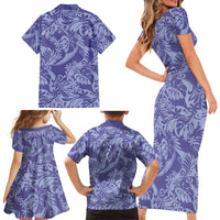 Tahiti Vareau Tiare Floral Family Matching Short Sleeve Bodycon Dress and Hawaiian Shirt Monstera Palm Tropical Leaves LT01 - Polynesian Pride