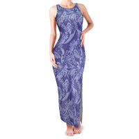 Tahiti Vareau Tiare Floral Family Matching Tank Maxi Dress and Hawaiian Shirt Monstera Palm Tropical Leaves LT01 Mom's Dress Purple - Polynesian Pride