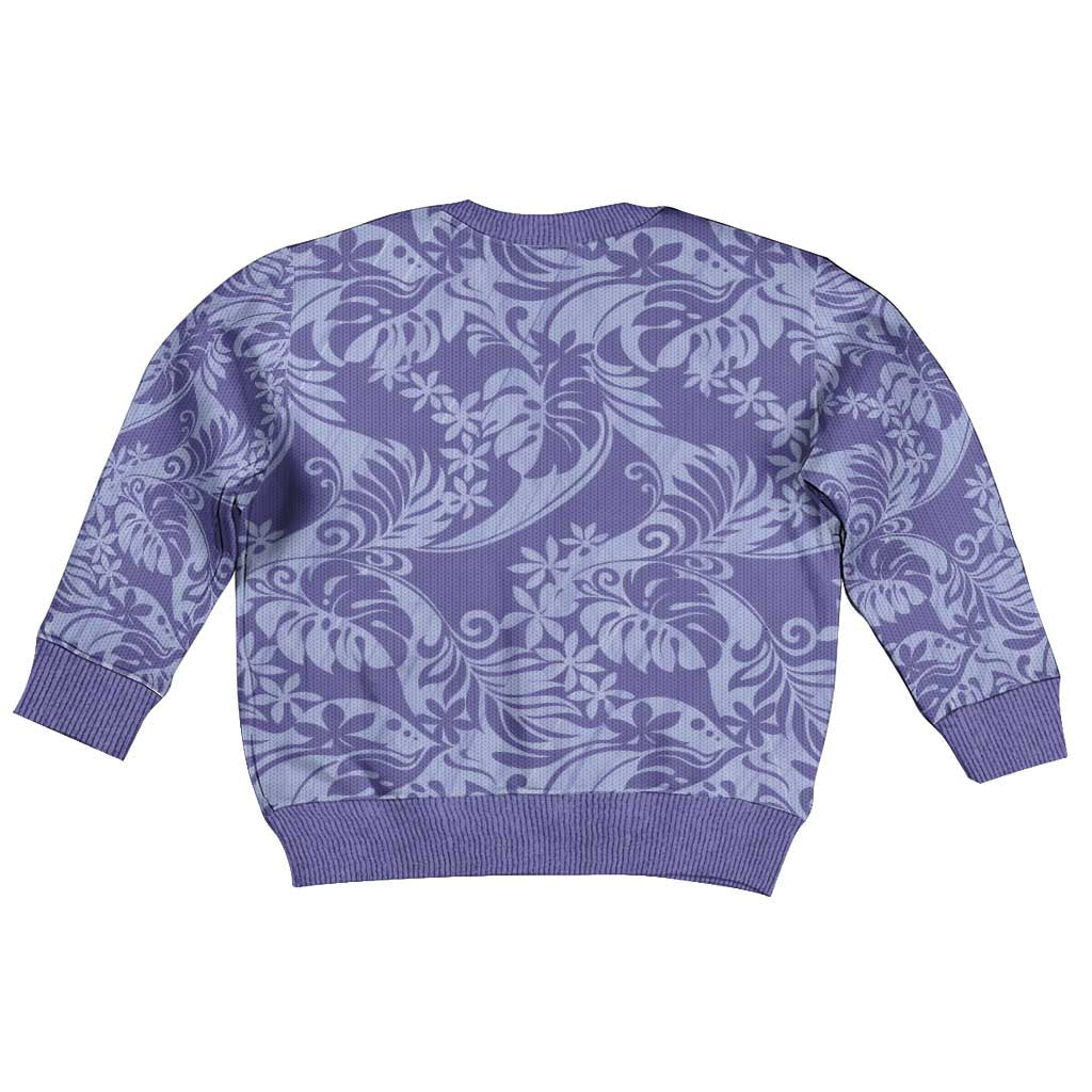 Tahiti Vareau Tiare Floral Kid Ugly Christmas Sweater Monstera Palm Tropical Leaves - Polynesian Pride