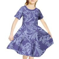 Tahiti Vareau Tiare Floral Kid Short Sleeve Dress Monstera Palm Tropical Leaves - Polynesian Pride