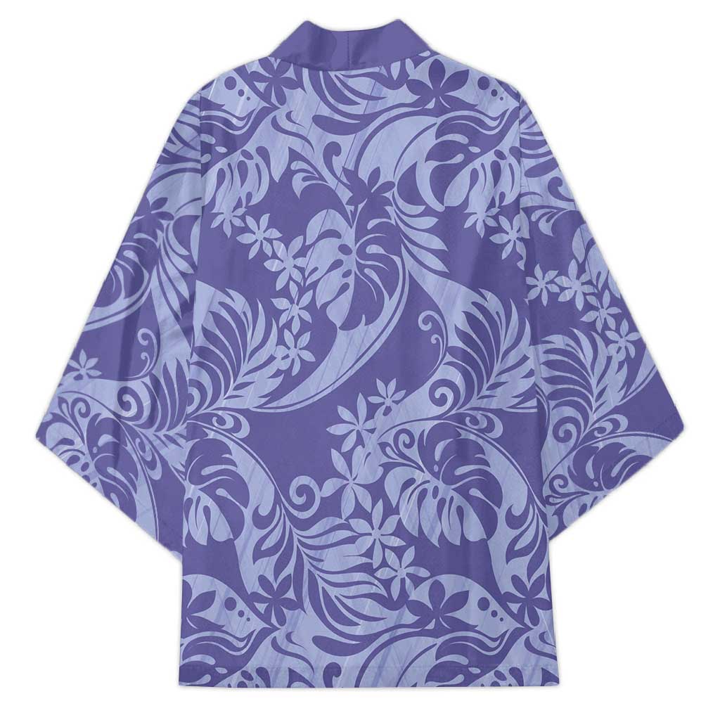 Tahiti Vareau Tiare Floral Kimono Monstera Palm Tropical Leaves - Polynesian Pride