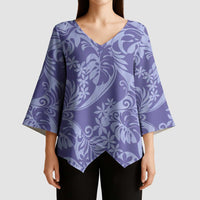 Tahiti Vareau Tiare Floral Kimono Sleeve Blouse Monstera Palm Tropical Leaves - Polynesian Pride