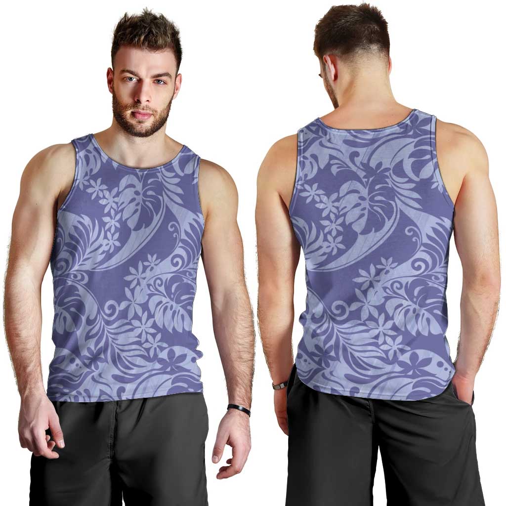 Tahiti Vareau Tiare Floral Men Tank Top Monstera Palm Tropical Leaves - Polynesian Pride