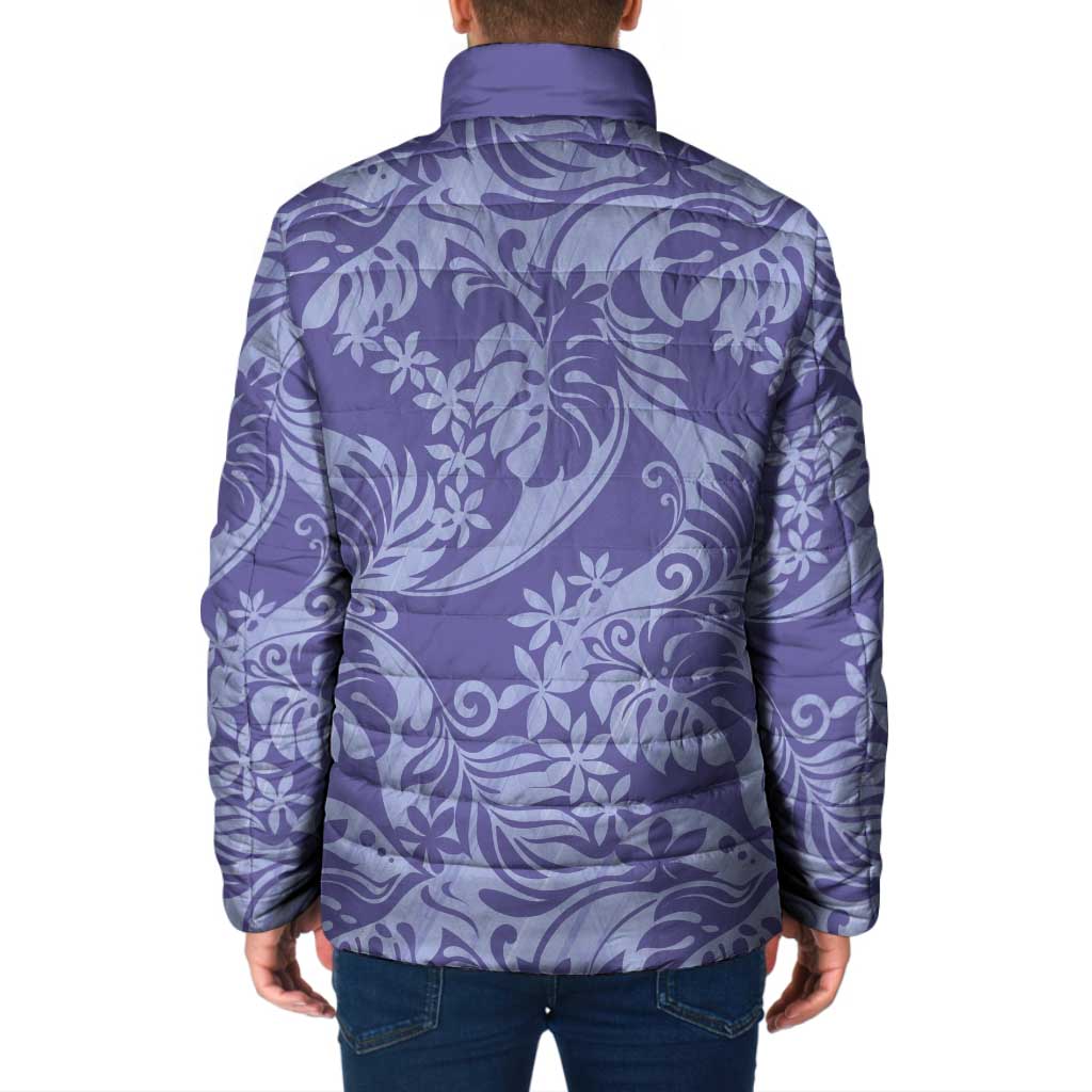 Tahiti Vareau Tiare Floral Padded Jacket Monstera Palm Tropical Leaves - Polynesian Pride