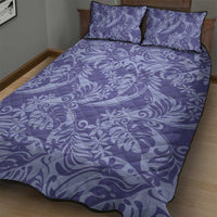 Tahiti Vareau Tiare Floral Quilt Bed Set Monstera Palm Tropical Leaves - Polynesian Pride