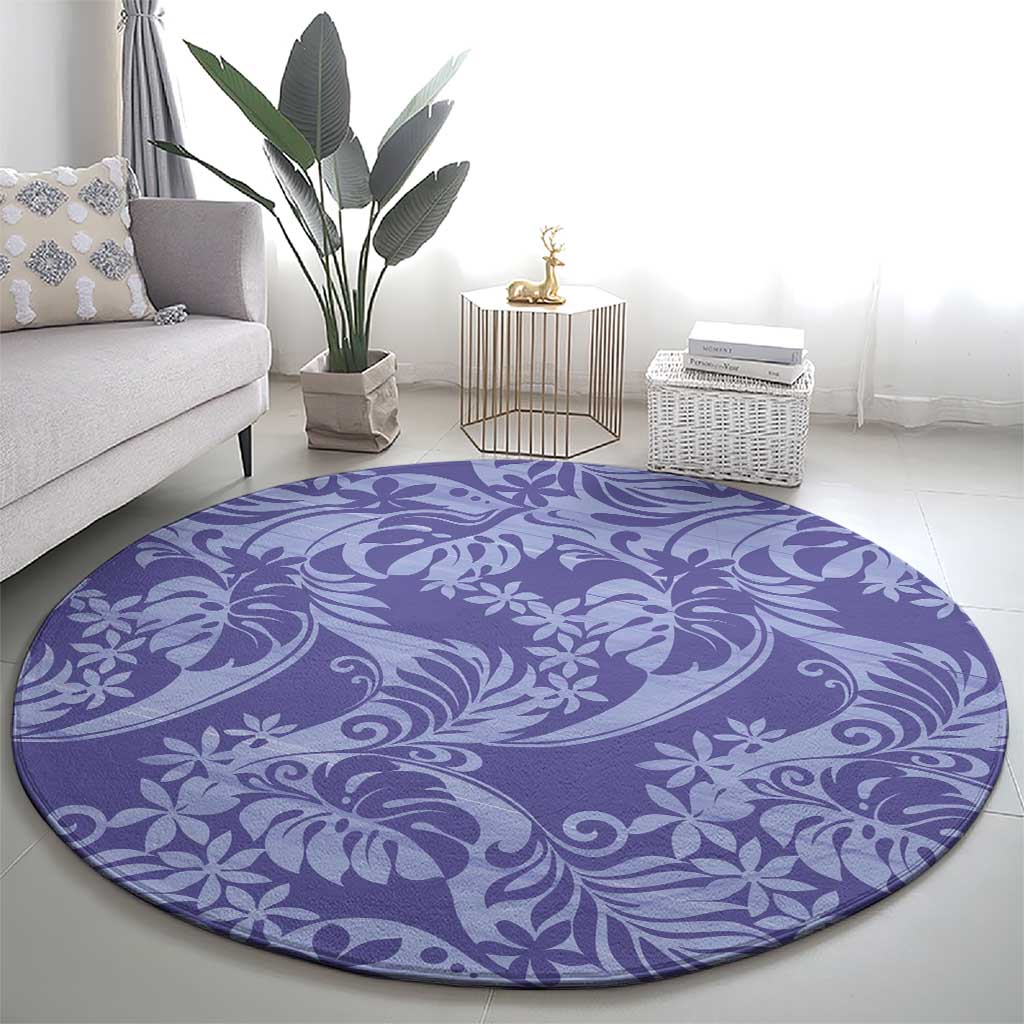 Tahiti Vareau Tiare Floral Round Carpet Monstera Palm Tropical Leaves - Polynesian Pride