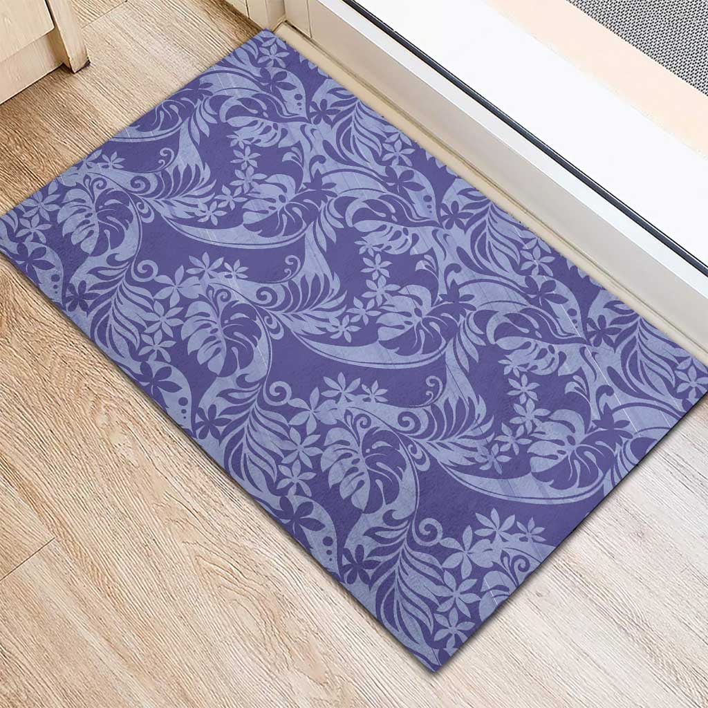 Tahiti Vareau Tiare Floral Rubber Doormat Monstera Palm Tropical Leaves - Polynesian Pride