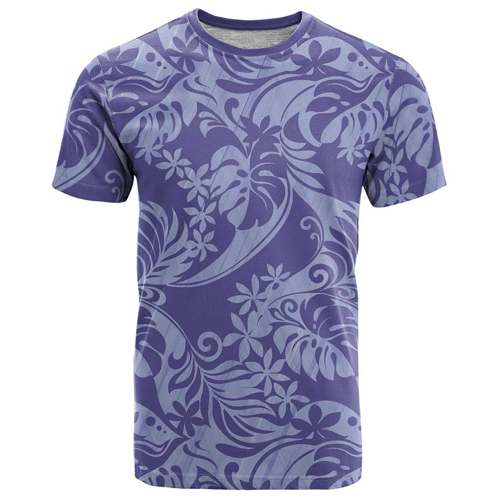 Tahiti Vareau Tiare Floral T Shirt Monstera Palm Tropical Leaves - Polynesian Pride