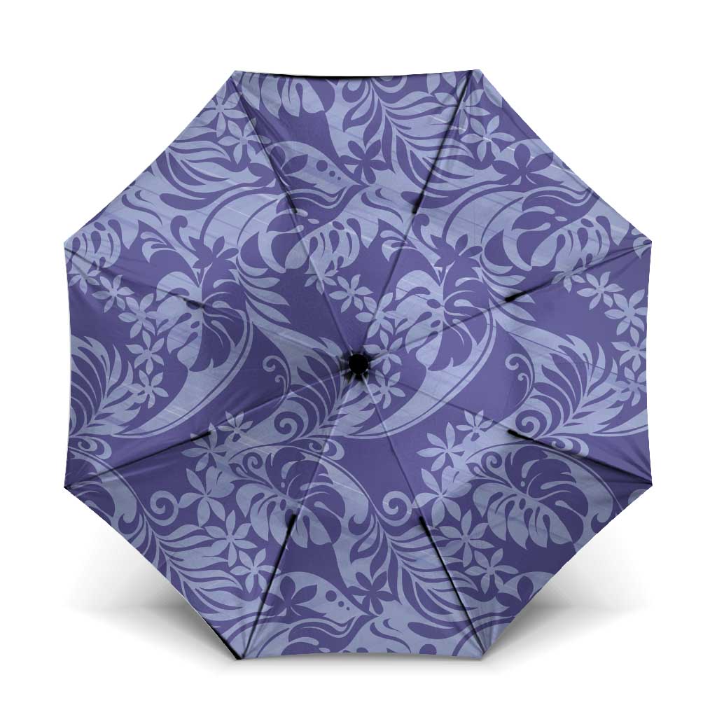 Tahiti Vareau Tiare Floral Umbrella Monstera Palm Tropical Leaves - Polynesian Pride