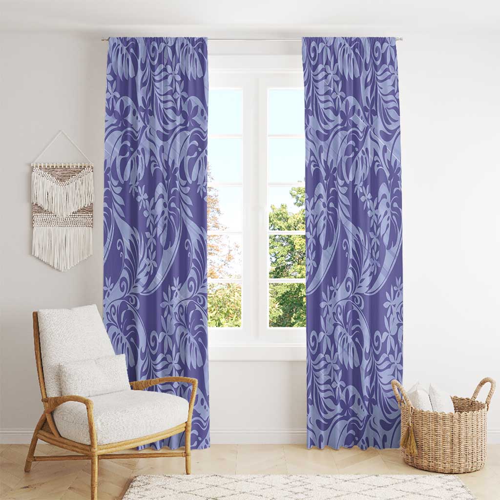 Tahiti Vareau Tiare Floral Window Curtain Monstera Palm Tropical Leaves - Polynesian Pride