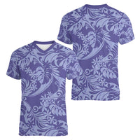 Tahiti Vareau Tiare Floral Women V-Neck T-Shirt Monstera Palm Tropical Leaves - Polynesian Pride