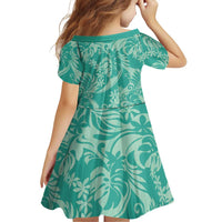 Tahiti Teal Tiare Floral Family Matching Short Sleeve Bodycon Dress and Hawaiian Shirt Monstera Palm Tropical Leaves LT01 - Polynesian Pride