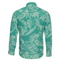 Tahiti Teal Tiare Floral Family Matching Short Sleeve Bodycon Dress and Hawaiian Shirt Monstera Palm Tropical Leaves LT01 - Polynesian Pride