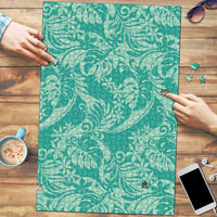 Tahiti Teal Tiare Floral Puzzle Monstera Palm Tropical Leaves - Polynesian Pride