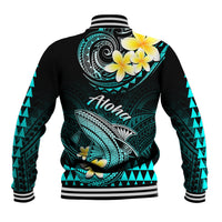 Hawaii Baseball Jacket Polynesian Shark with Kakau Turquoise Version LT01 - Polynesian Pride