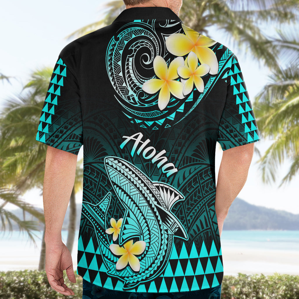 Hawaii Hawaiian Shirt Polynesian Shark with Kakau Turquoise Version LT01 - Polynesian Pride