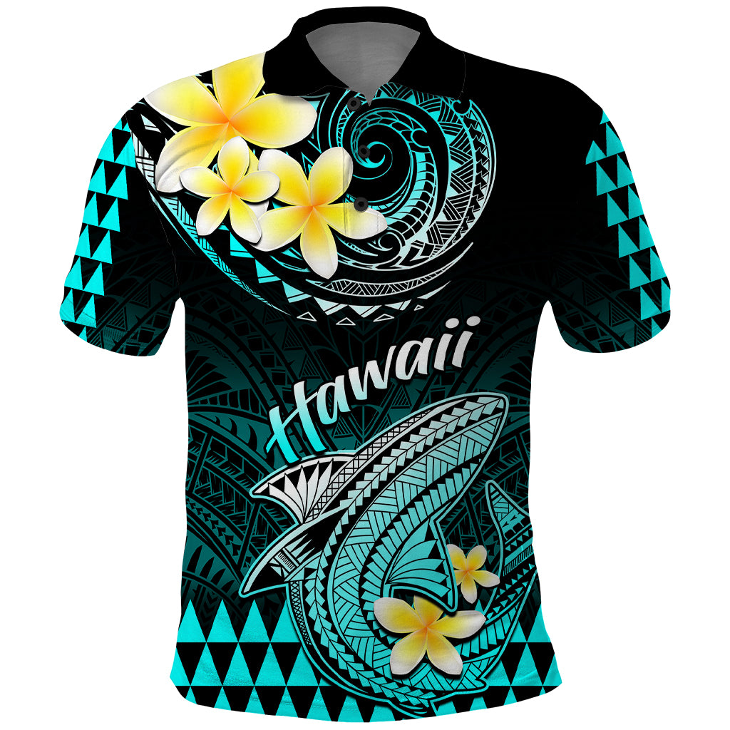 Hawaii Polo Shirt Polynesian Shark with Kakau Turquoise Version LT01 Turquoise - Polynesian Pride