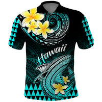Hawaii Polo Shirt Polynesian Shark with Kakau Turquoise Version LT01 Turquoise - Polynesian Pride
