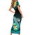 Hawaii Short Sleeve Bodycon Dress Polynesian Shark with Kakau Turquoise Version LT01 - Polynesian Pride