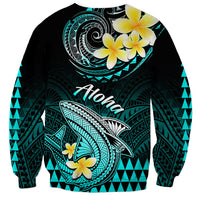 Hawaii Sweatshirt Polynesian Shark with Kakau Turquoise Version LT01 - Polynesian Pride
