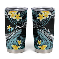 Hawaii Tumbler Cup Polynesian Shark with Kakau Turquoise Version