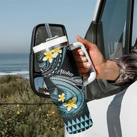 Hawaii Tumbler With Handle Polynesian Shark with Kakau Turquoise Version