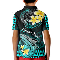 Personalised Hawaii Kid Polo Shirt Polynesian Shark with Kakau Turquoise Version LT01 - Polynesian Pride