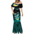 Personalised Hawaii Mermaid Dress Polynesian Shark with Kakau Turquoise Version LT01 - Polynesian Pride