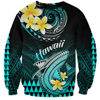 Personalised Hawaii Sweatshirt Polynesian Shark with Kakau Turquoise Version LT01 Unisex Turquoise - Polynesian Pride