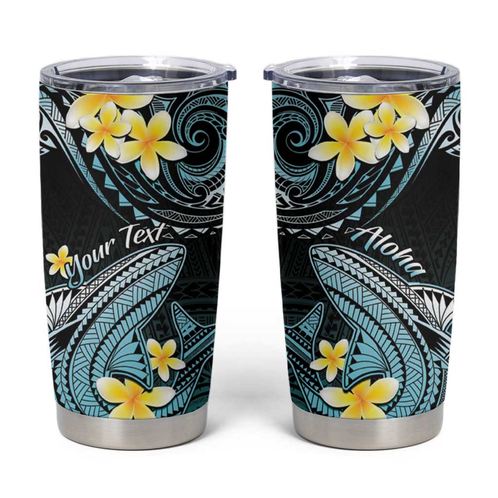 Personalised Hawaii Tumbler Cup Polynesian Shark with Kakau Turquoise Version