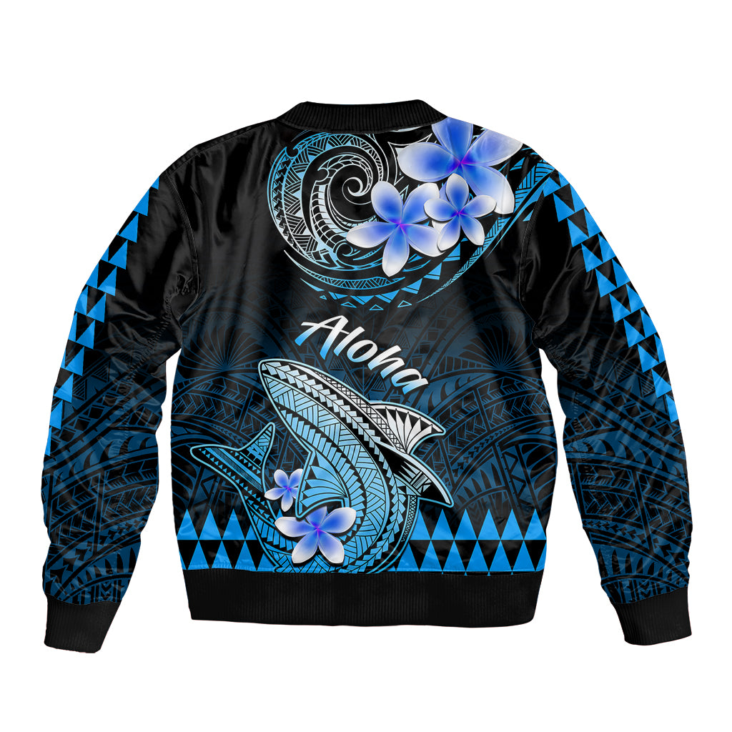 Hawaii Bomber Jacket Polynesian Shark with Kakau Blue Version LT01 - Polynesian Pride