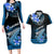 Hawaii Couples Matching Long Sleeve Bodycon Dress and Hawaiian Shirt Polynesian Shark with Kakau Blue Version LT01 Blue - Polynesian Pride