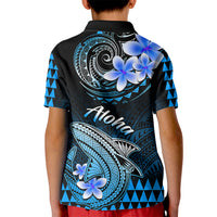 Hawaii Kid Polo Shirt Polynesian Shark with Kakau Blue Version LT01 - Polynesian Pride