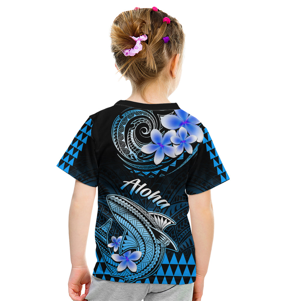 Hawaii Kid T Shirt Polynesian Shark with Kakau Blue Version LT01 - Polynesian Pride