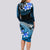 Hawaii Long Sleeve Bodycon Dress Polynesian Shark with Kakau Blue Version LT01 - Polynesian Pride